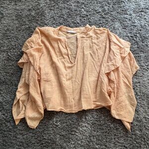 ZARA Women's Peach Ruffle Sleeve Top